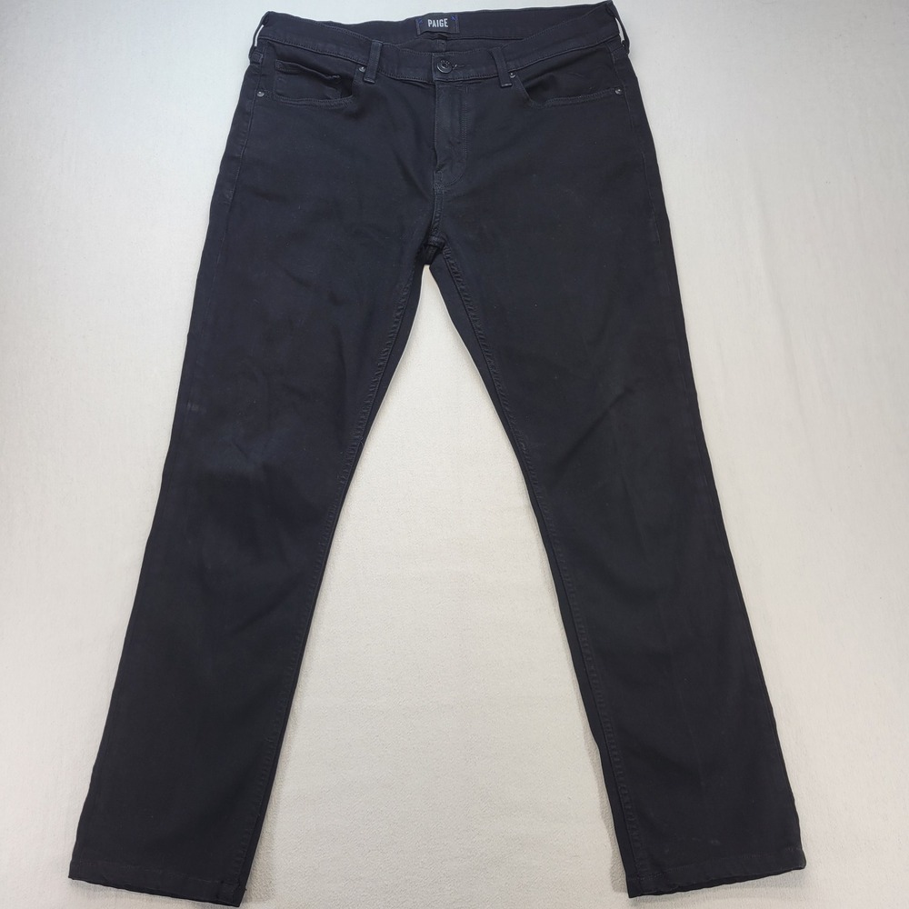 Paige Lennox Jeans Mens 34x29 Black Slim Straight Mid Rise 5 Pocket